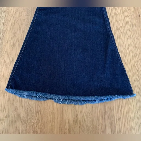 Judy Blue Dark Blue High Waist Super Flare Jeans Frayed Raw Hem Stretch Sz 1/25 - Picture 13 of 14